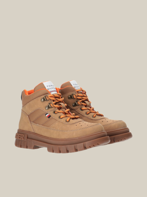 Brown Lace-Up Signature Ankle Boots  Kids Unisex