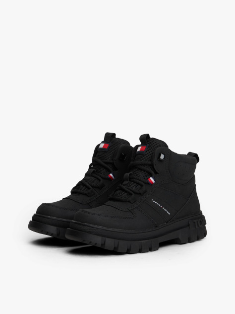 Black Cleat Flag Ankle Boots  Kids Unisex