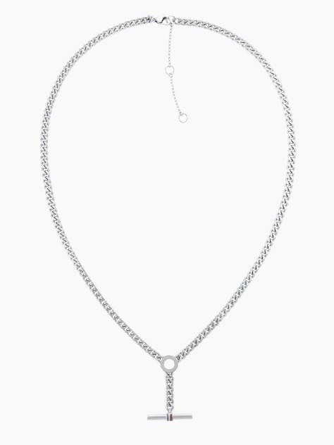 Silver T-Bar Chain Necklace  Women