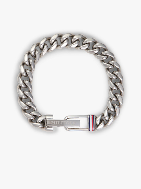 Silver Stainless Steel Chain-Link Bracelet  Men