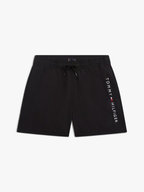 Black Original Logo Embroidery Mid Length Swim Shorts  Boys