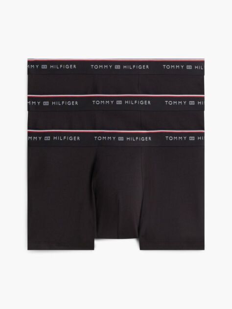 Black 3-Pack Global Stripe Logo Waistband Trunks  Men