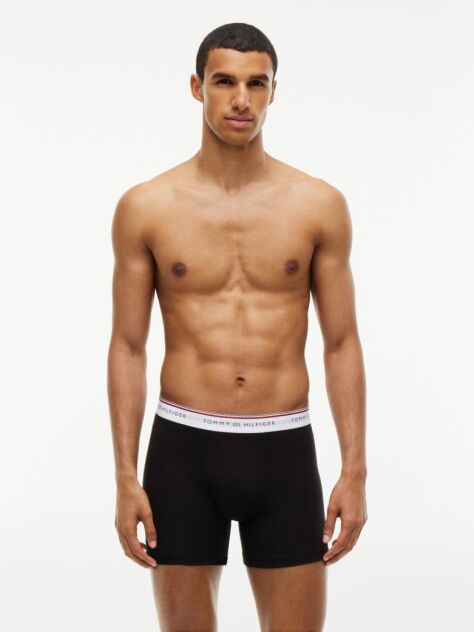 Black 3-Pack Global Stripe Waistband Boxer Briefs  Men