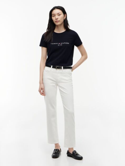 Μπλε T-Shirt Από Οργανικό Βαμβάκι Με Λογότυπο  Γυναίκες