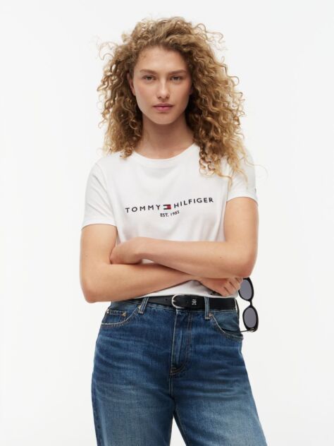 Άσπρο T-Shirt Από Οργανικό Βαμβάκι Με Λογότυπο  Γυναίκες