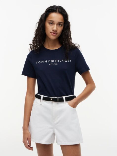 Μπλε T-Shirt Με Κλασική Λαιμόκοψη Και Λογότυπο  Γυναίκες
