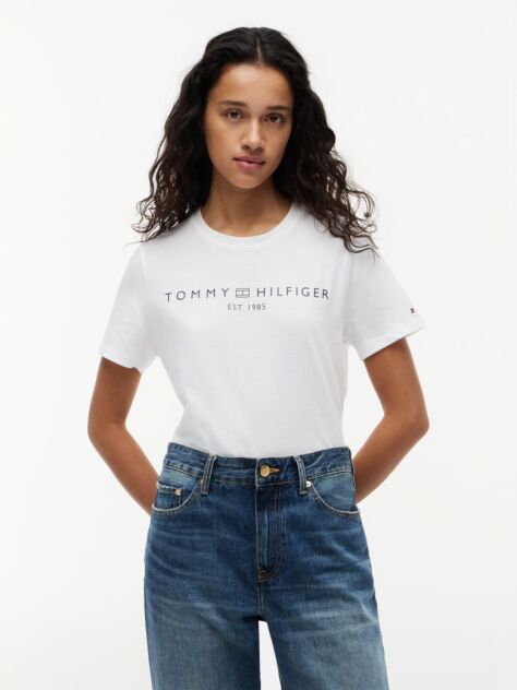 Άσπρο T-Shirt Με Κλασική Λαιμόκοψη Και Λογότυπο  Γυναίκες
