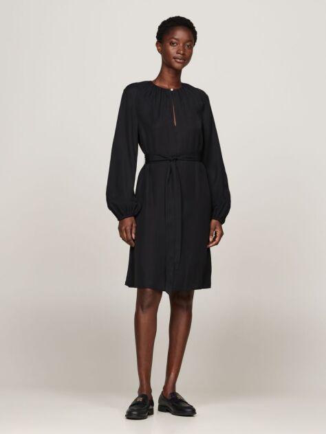 Black Gathered Fit And Flare Mini Dress  Women