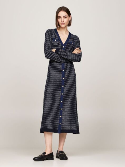 Multi V-Neck Slim Bodycon Midi Jumper Dress  Women