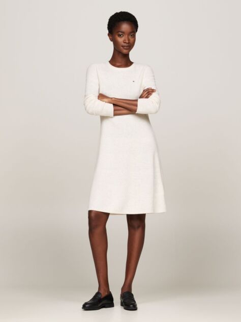 White Pure Wool Mini Jumper Dress  Women