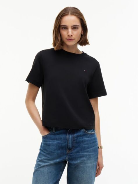 Black Interlock Knit Boxy T-Shirt  Women