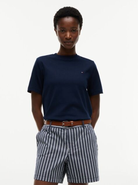 Μπλε Boxy T-Shirt Με Πλέξη Interlock  Γυναίκες