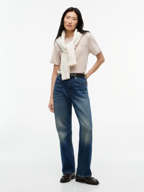 Beige Interlock Knit Boxy T-Shirt  Women