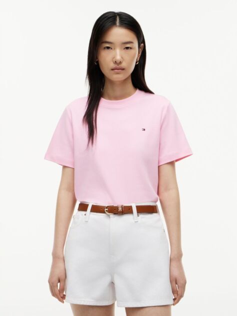 Ροζ Boxy T-Shirt Με Πλέξη Interlock  Γυναίκες