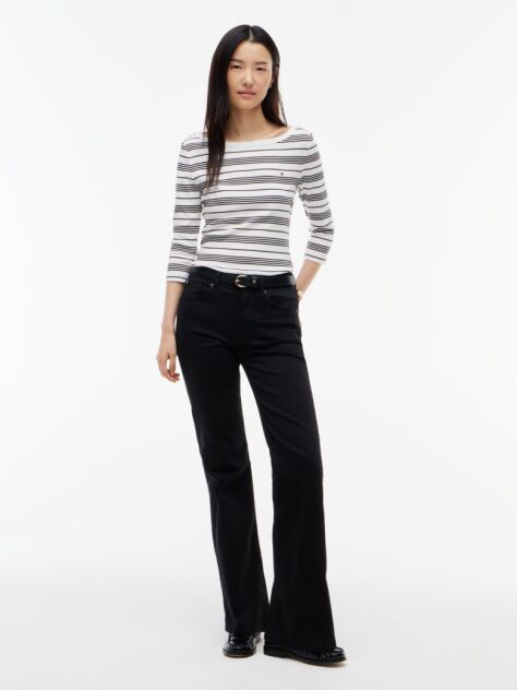 Multi Slim Boat Neck Three-Quarter Sleeve T-Shirt  Women