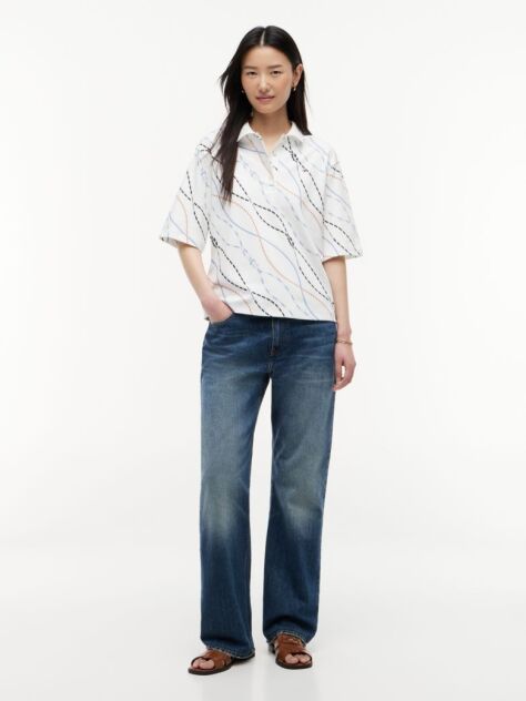 Multi Relaxed Fit Interlock Knit Polo Shirt  Women