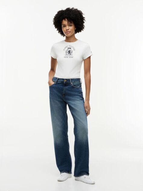 White Washed Crest Slim T-Shirt  Women