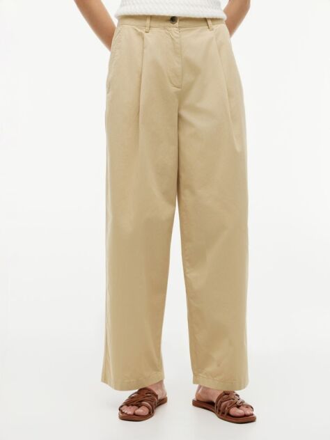 Μπεζ Παντελόνι Chinos Σε Barrel Γραμμή Με Washed Εφέ  Γυναίκες