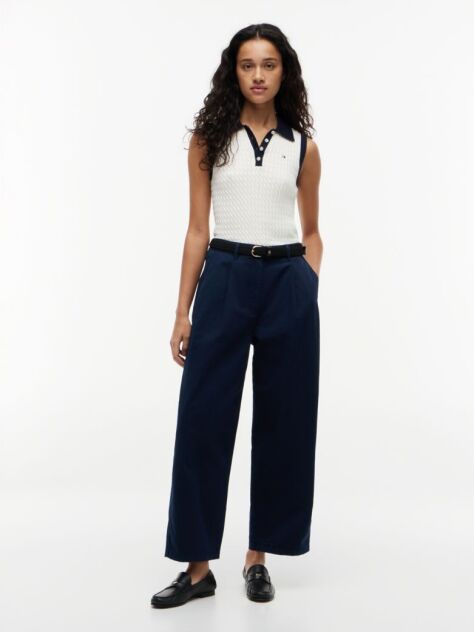 Μπλε Παντελόνι Chinos Σε Barrel Γραμμή Με Washed Εφέ  Γυναίκες