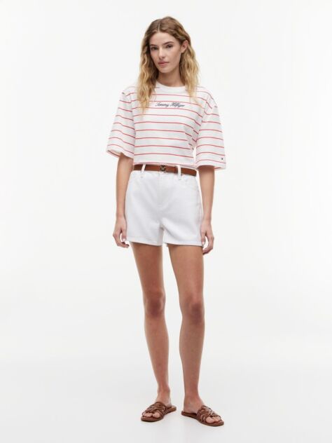 Multi Logo Embroidery Relaxed Crew Neck T-Shirt  Women