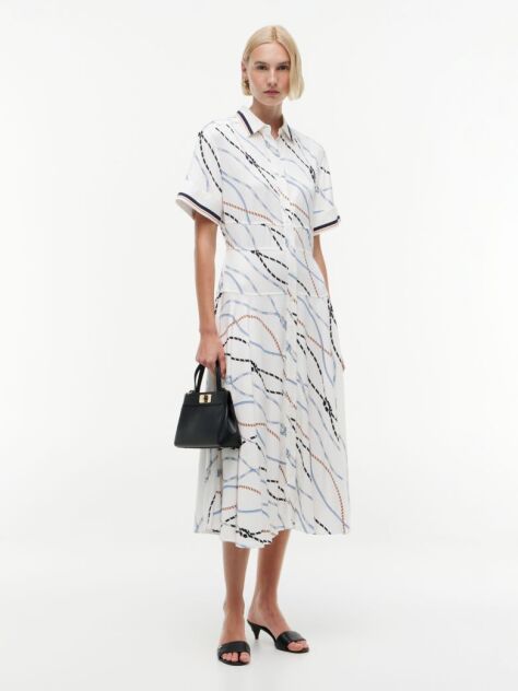 Multi Rope Print Twill Midi Shirt Dress  Women