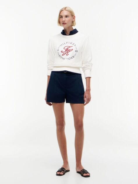 Beige Logo Embroidery Relaxed Crew Neck Jumper  Women
