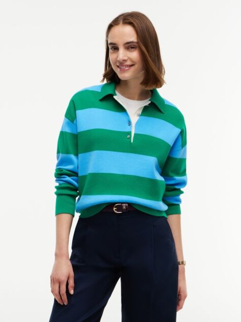 Multi Premium Knit Gold-Tone Button Polo Jumper  Women