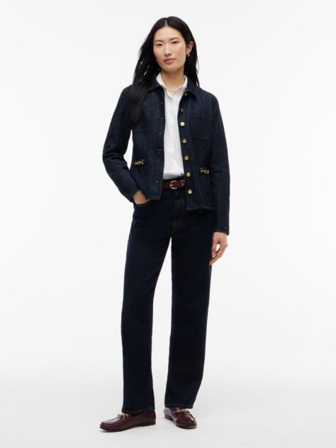 Μπλε Denim Τζάκετ Με Χρυσά Κουμπιά Σε Slim Γραμμή  Γυναίκες