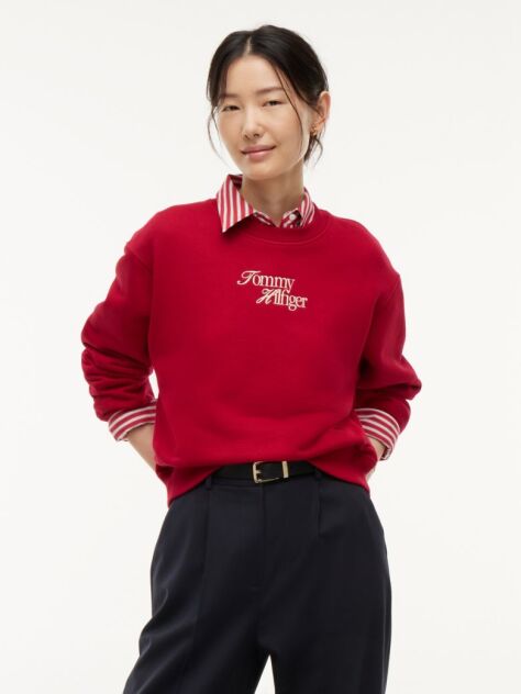 Red Logo Relaxed Terry Sweatshirt  Women