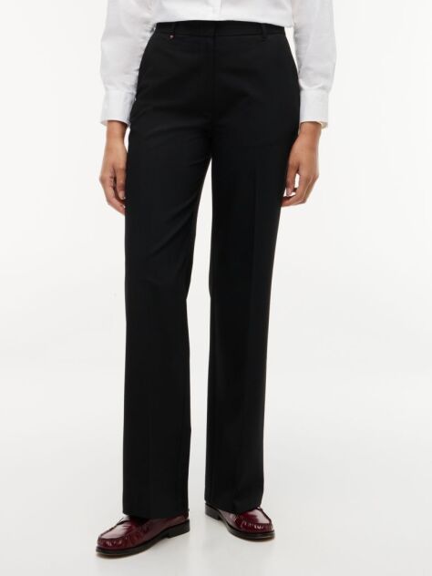 Black Straight Leg Twill Trousers  Women
