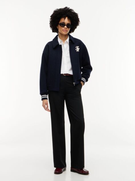 Black Straight Leg Twill Trousers  Women