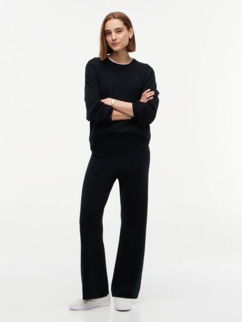 Black Travel Regular Trousers With Silk  Women