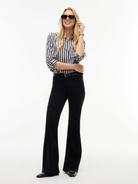 Black Luna Mid Rise Flared Black Jeans  Women