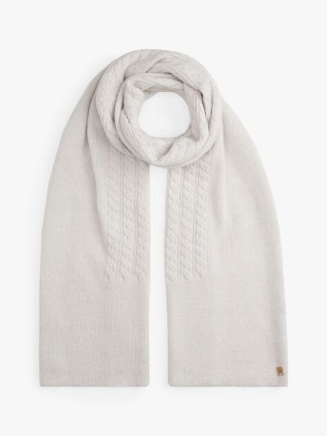 Grey Chic Cable Knit Fluffy Scarf  Women