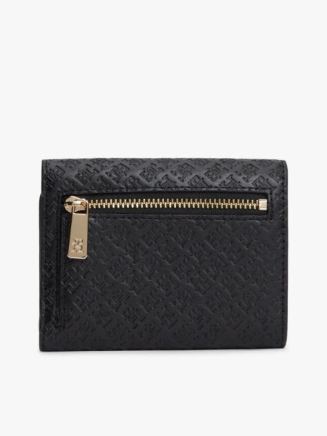 Black Hilfiger Icon Debossed Trifold Wallet  Women