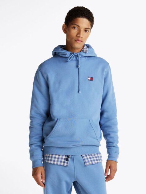 Blue Tommy Badge Drawstring Hoody  Men