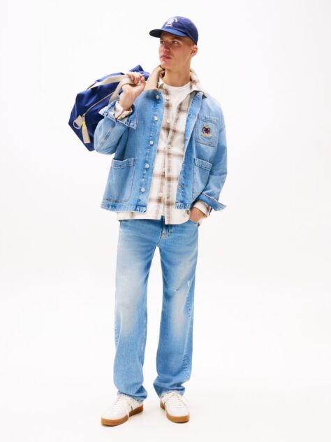 Denim Τζιν Με Κεντητό Σήμα Σε Άνετη Γραμμή  Άνδρες