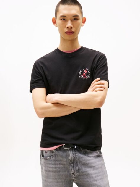 Black Regular Small Motif T-Shirt  Men