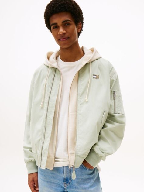 Green Cotton Bomber Jacket  Men