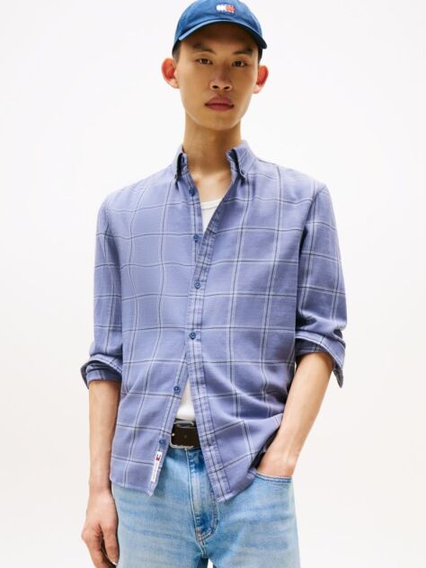 Blue Regular Fit Check Twill Shirt  Men