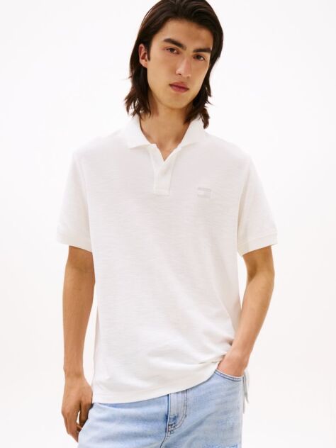 Beige Tommy Badge Pique Polo Shirt  Men