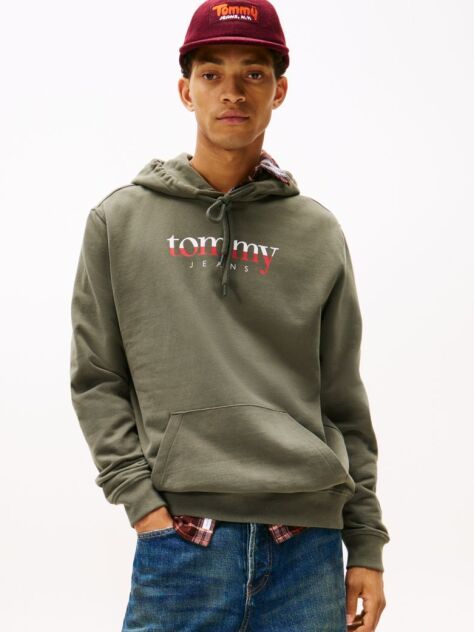 Green Logo Drawstring Terry Hoody  Men