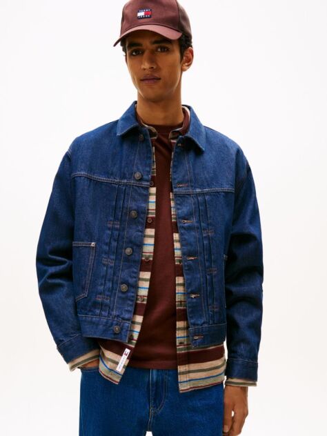 Denim Pleated Denim Trucker Jacket  Men