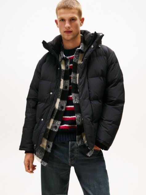 Black Hooded Down Puffer Jacket  Men