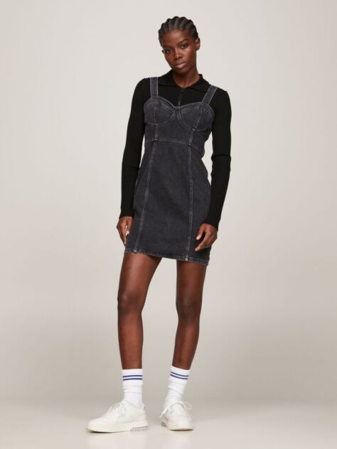 Black Bustier Fitted Denim Mini Dress  Women