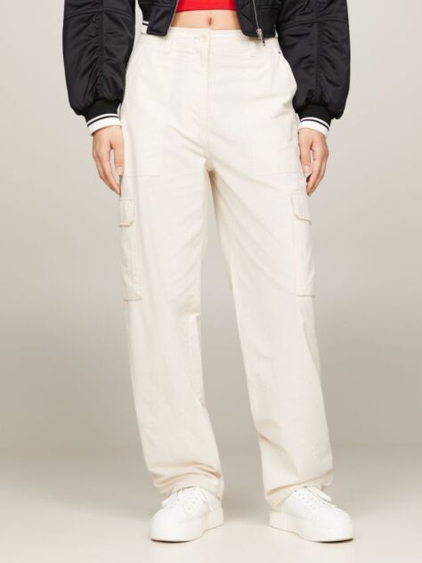 Beige Harper High Rise Mom Cargo Trousers  Women