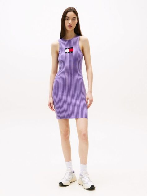 Purple Ribbed Sleeveless Mini Jumper Dress  Women