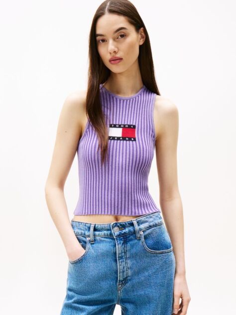 Purple Ribbed Slim Racerback Tank Top  Women