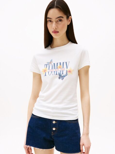 Beige Slim Fit Butterfly T-Shirt  Women