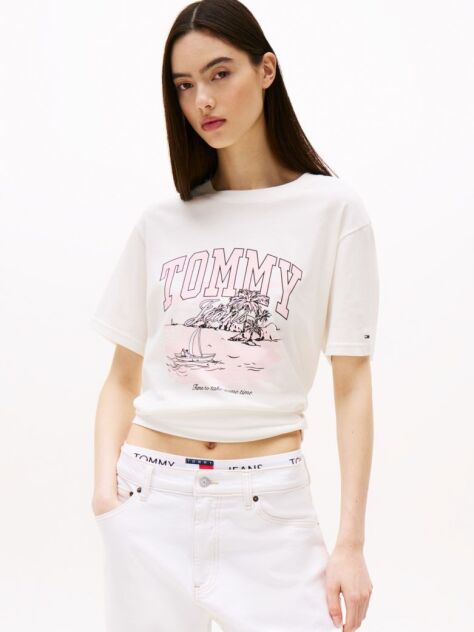 Beige Tropical Graphic Relaxed Fit T-Shirt  Women
